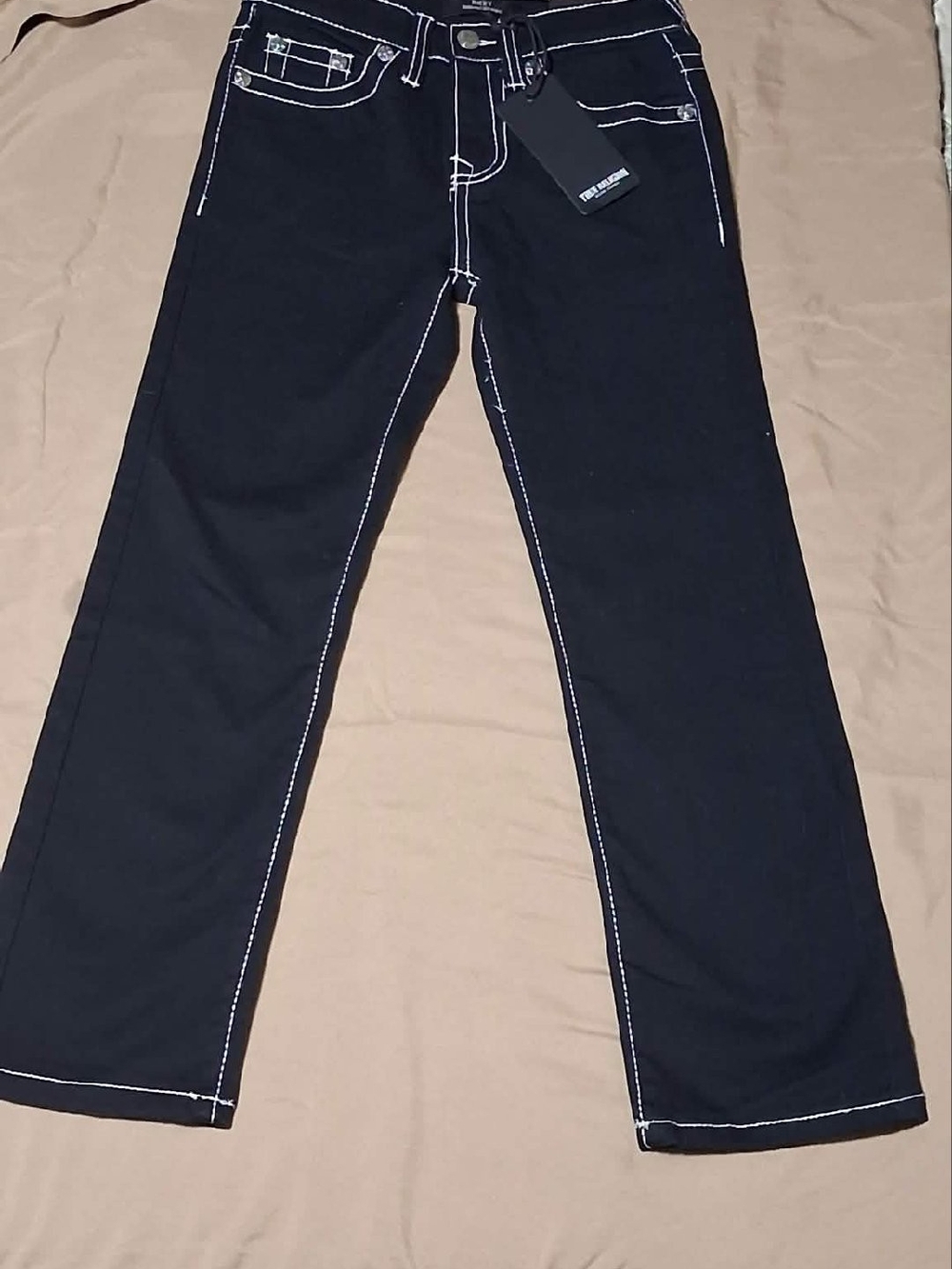 True Religion Black Jeans with White Contrast Stitching